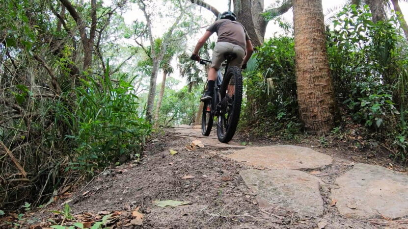 Rider on top of an Ibis Ripmo Bicycle